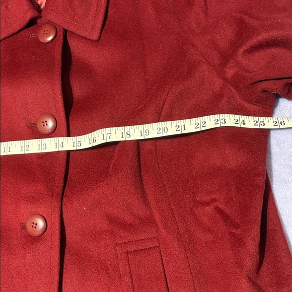 Deep Red Women's Pea Coat - Picture 9 of 13